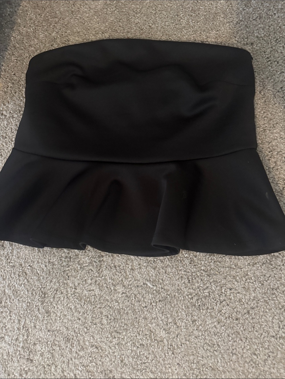 Forever 21 Black Strapless Peplum Bandeau Top